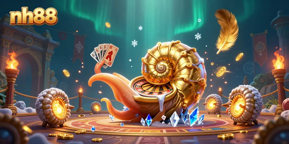 Engage with nh88 as the giant nautilus spirals into action, cards in tentacles, surrounded by glowing ammonites.