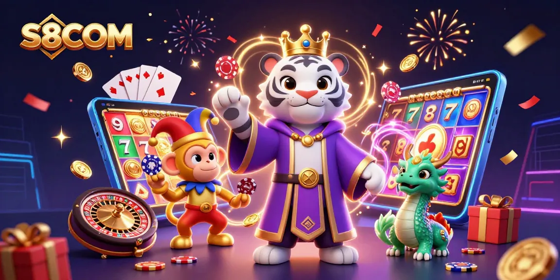 Engage in thrilling gameplay at S8COM with the 3D tiger and dragon alongside exciting slot games.