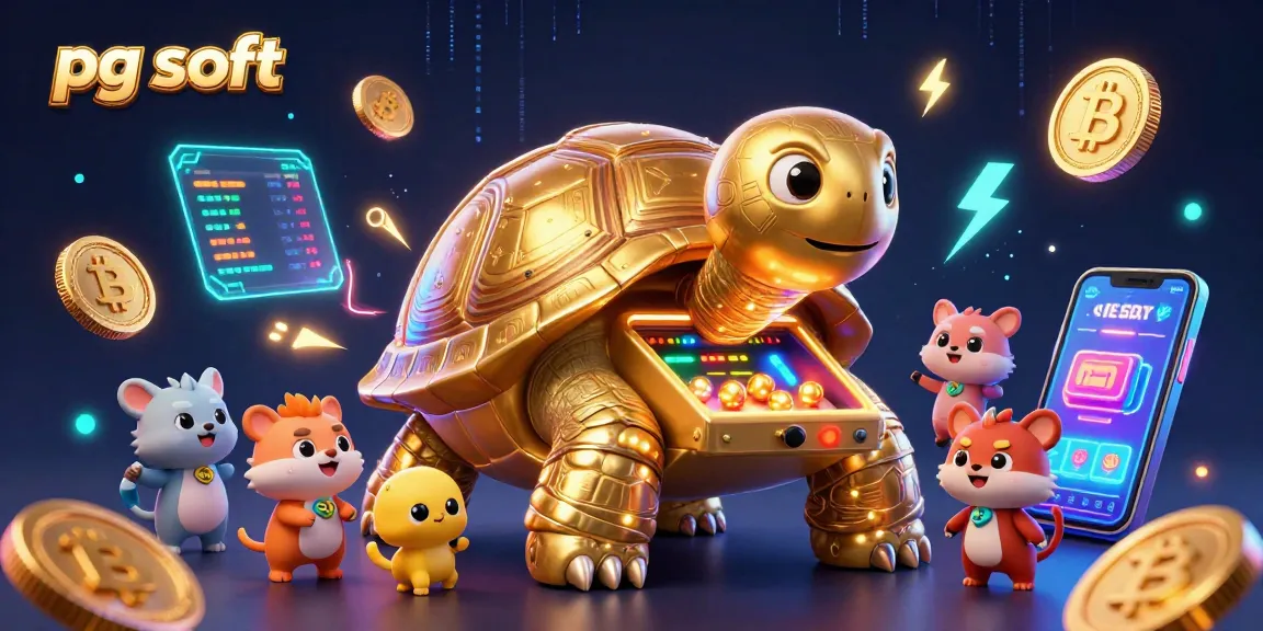 Engage with pg soft gaming on a vibrant 3D illustration showcasing a golden tortoise as a pinball machine.