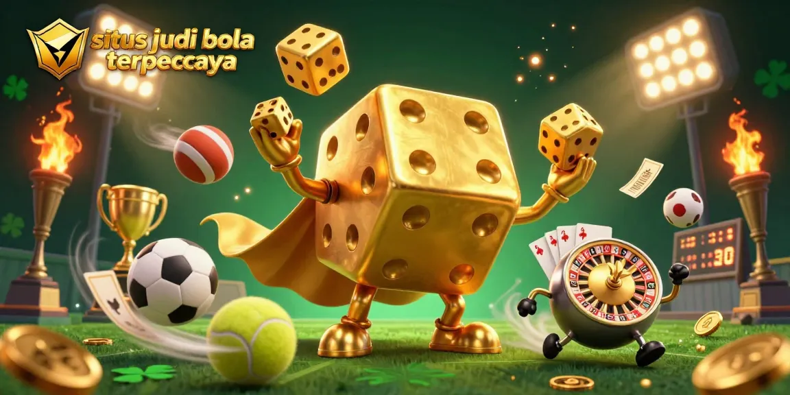 Engage in thrilling sports betting with situs judi bola terpercaya featuring a dynamic 3D illustration.