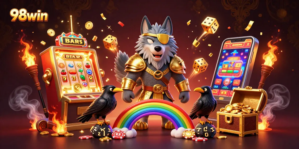 Spin the reels on 98win's vibrant slot machines in a dazzling casino setting.