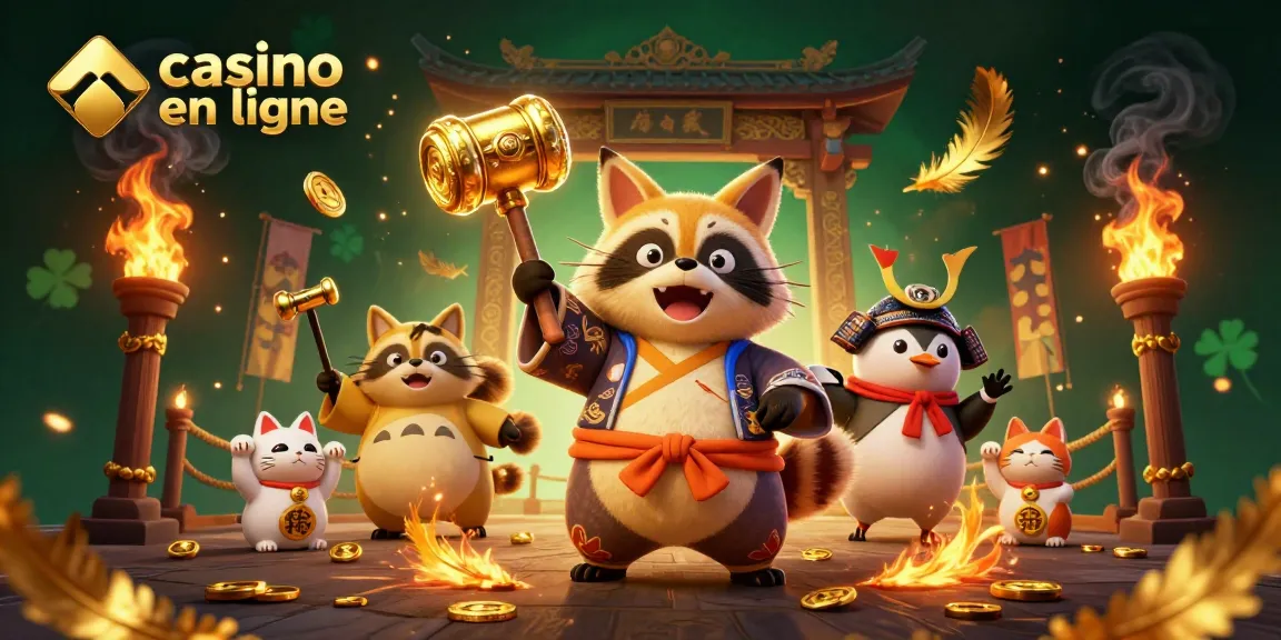 Jouer au casino en ligne avec le tanuki chanceux et ses amis, ambiance festive incroyable.