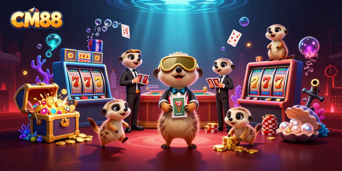 Experience CM88 in a vibrant casino world with meerkats at the helm, showcasing thrilling slot features.
