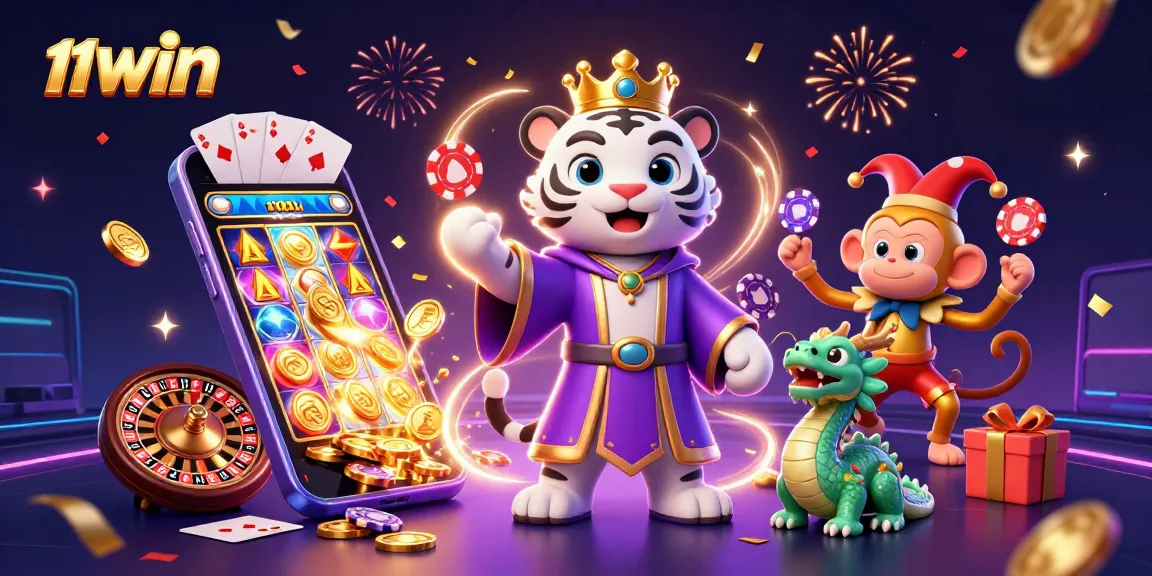 Win big with 11WIN in a vibrant casino scene bursting with energy and excitement.