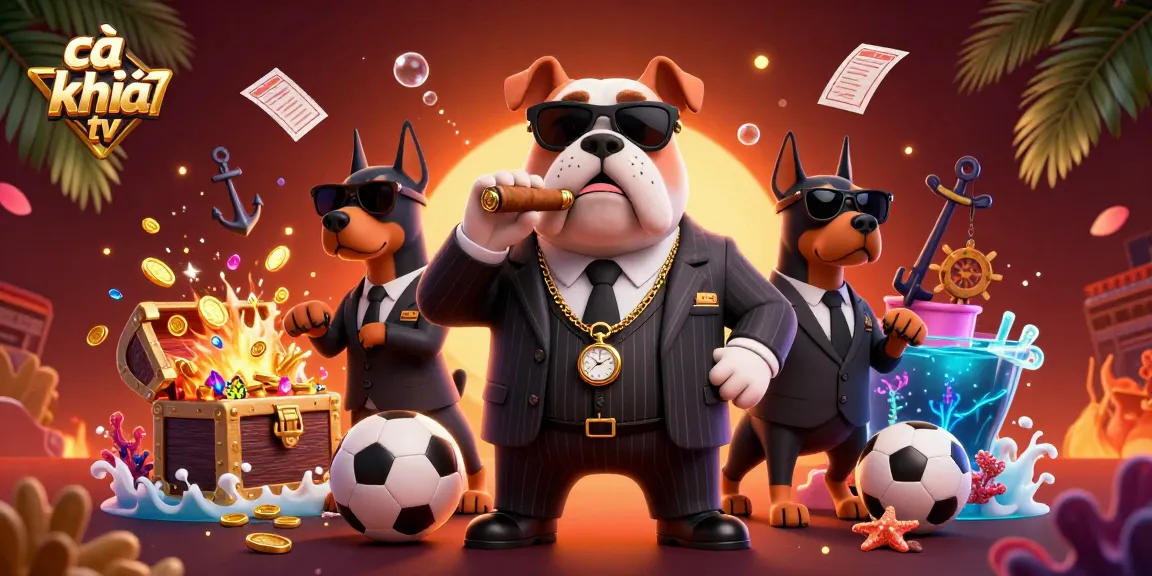 Cà khịa tv showcases a dynamic sports betting scene with cartoon characters in action, surrounded by vibrant game elements.