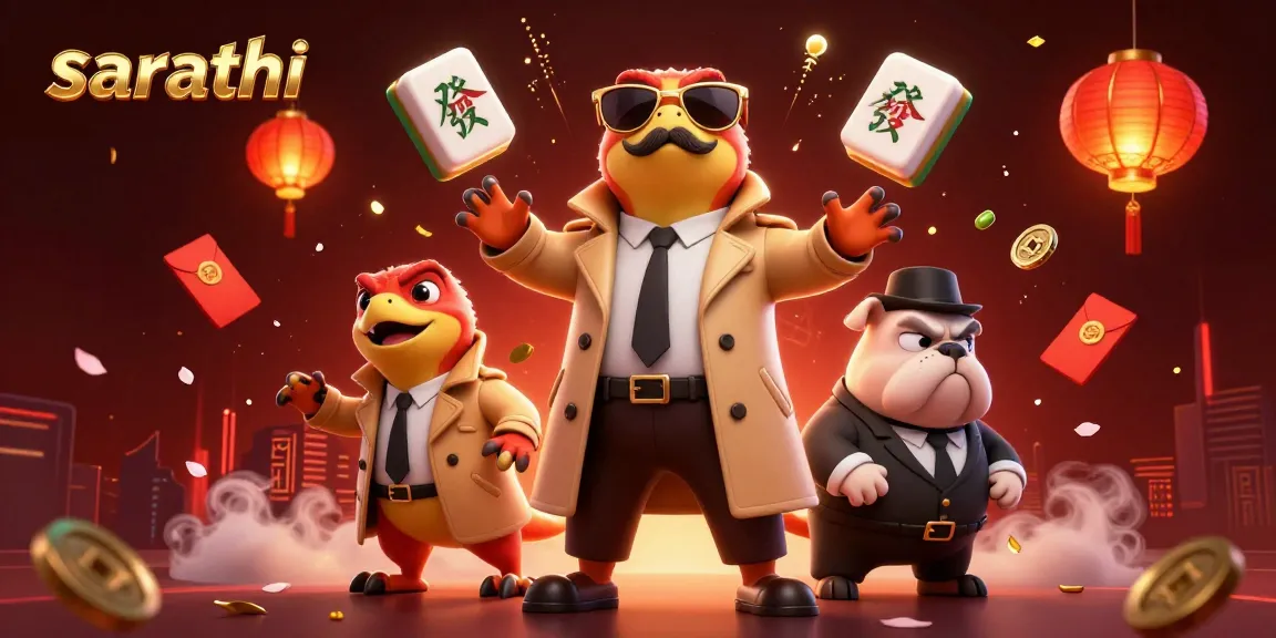 Experience the excitement of sarathi at the casino with vibrant 3D illustration featuring playful characters.