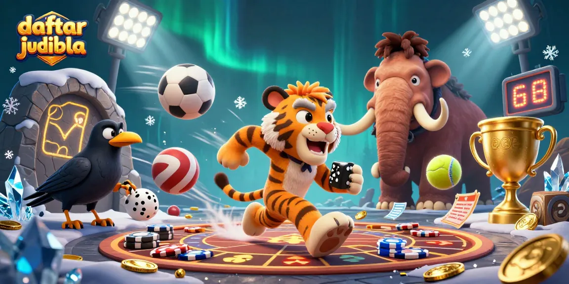 Engage with daftar judi bola in an exciting prehistoric casino scene featuring dynamic sports elements.