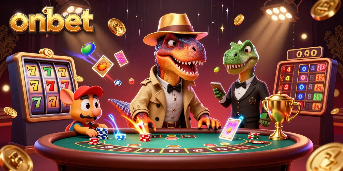 Experience thrilling onbet action with velociraptor and stegosaurus at a blackjack table in this unique 3D illustration.