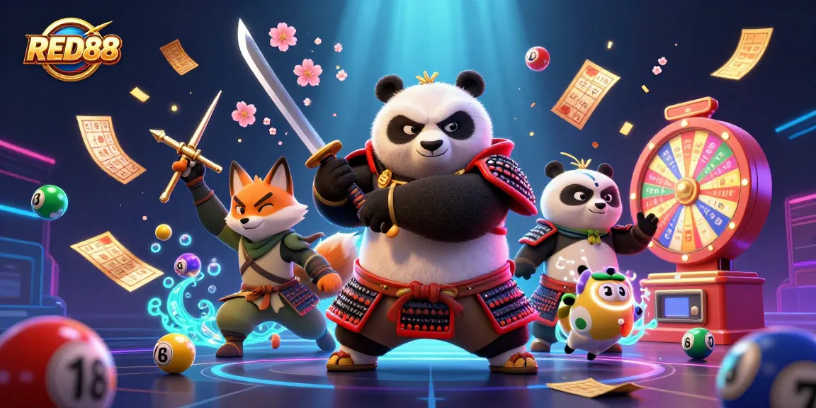 Experience thrilling gameplay at RED88 with dynamic lottery elements and vibrant characters.