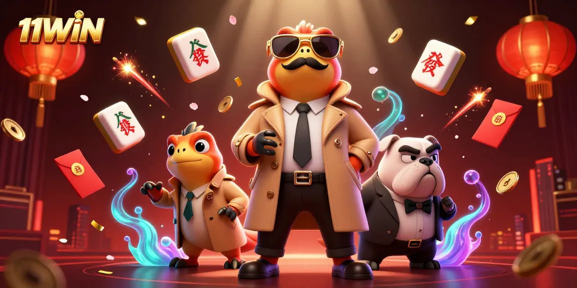 Experience the thrill of 11WIN with cartoon raptors in a trench coat at a casino.