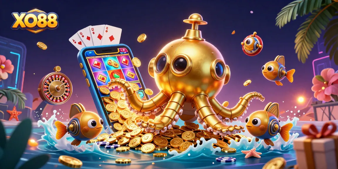 Experience thrilling gaming with XO88 in a vibrant 3D underwater casino stunning scene.