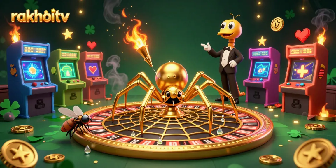 Experience thrilling bets with rakhoitv amidst 3D casino characters and vibrant arcade elements.