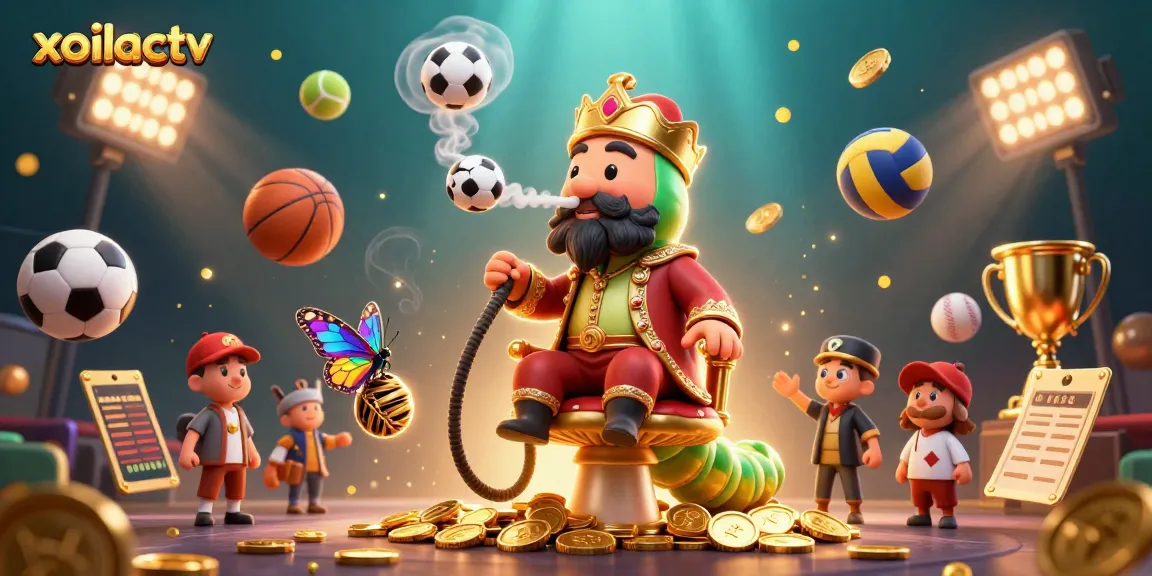 Xoilactv offers a vibrant sports betting scene with an engaging caterpillar character and dynamic elements.