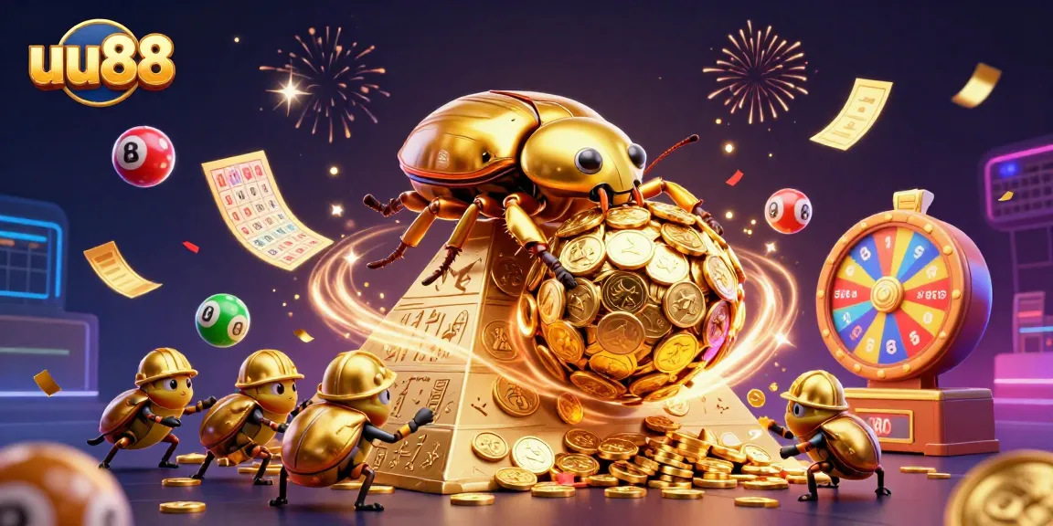 Experience the excitement of uu88 with a daring golden beetle in a vibrant casino-themed adventure!
