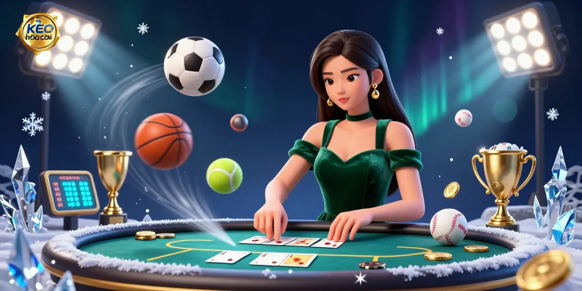 Experience kèo nhà cái with a stunning poker scene featuring a skilled player and dynamic sports elements.