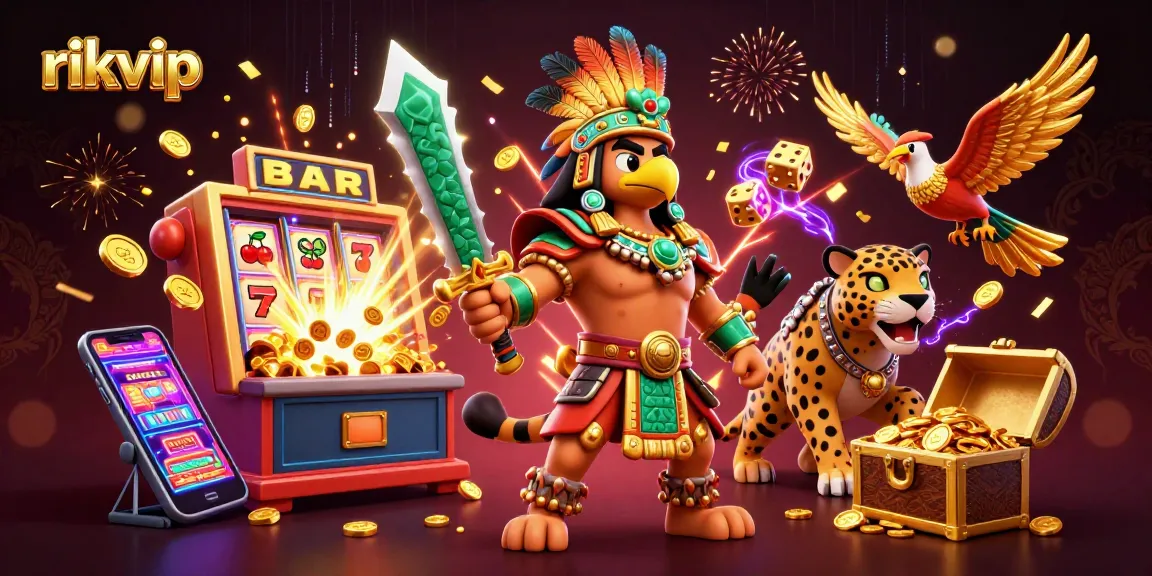 Experience rich gameplay at rikvip with a jackpot explosion from the slot machine amidst dynamic casino elements.