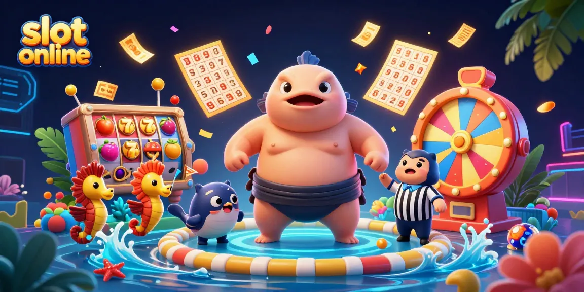 Slot online menampilkan fugu besar dalam pertandingan, dikelilingi elemen jackpot dan simbol buah untuk pengalaman kasino