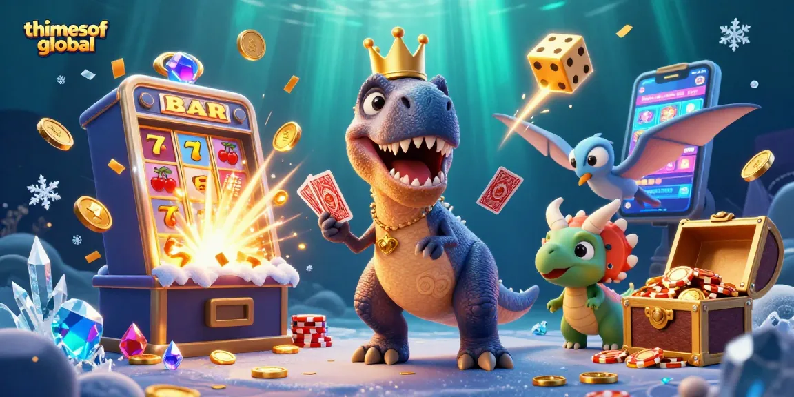 TheTImesOfGlobal showcases a dynamic casino scene with a T-Rex and friends playing cards.