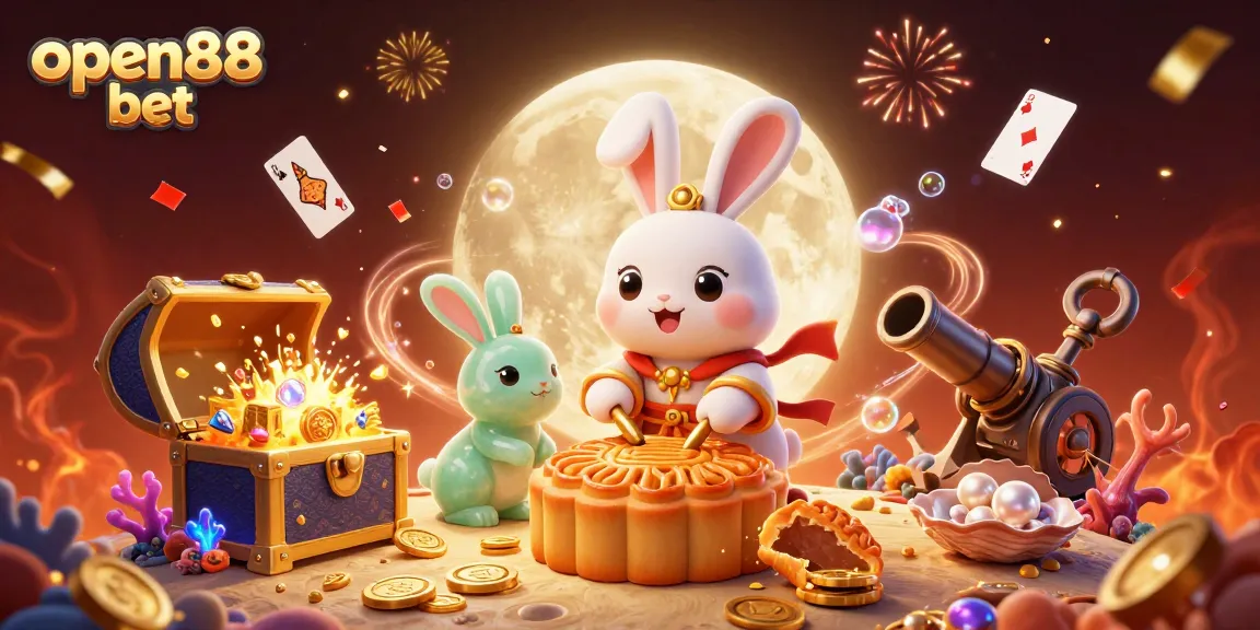 Join the open88 bet adventure as the moon rabbit reveals hidden treasures in a vibrant casino atmosphere.