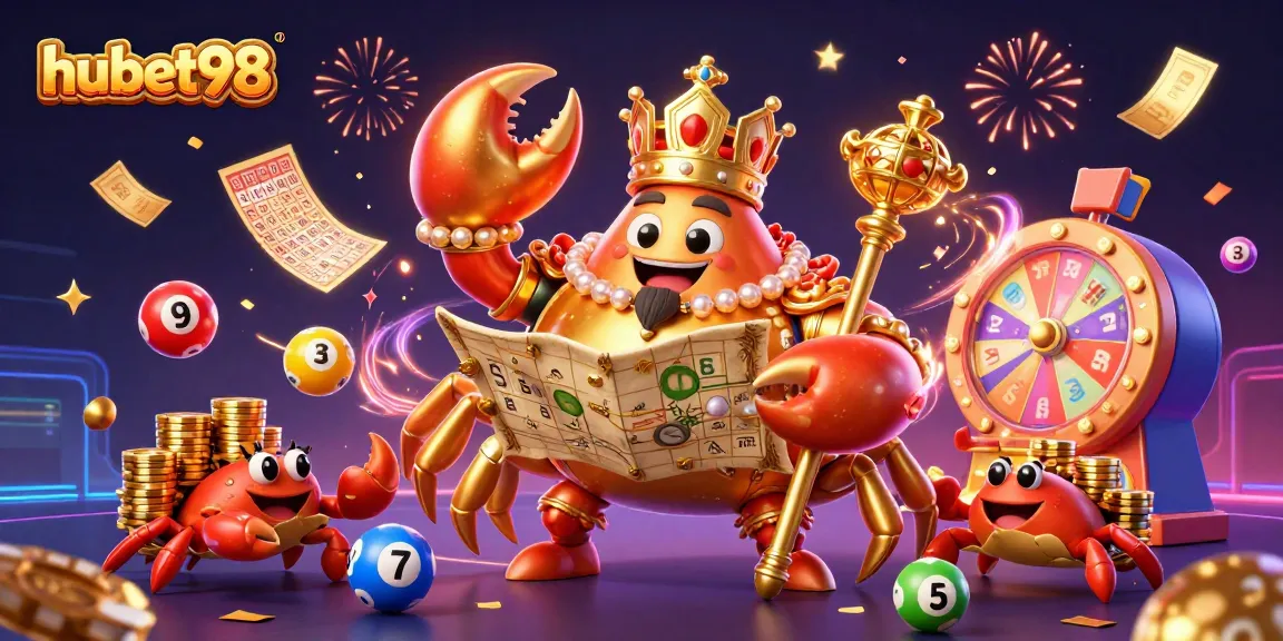 Join the excitement at hubet98 with the crab emperor, lottery balls, and golden tickets.