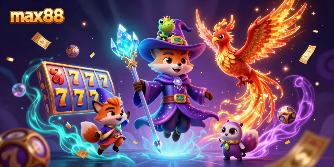 Spin and win with max88's vibrant slots experience, featuring magical creatures and dynamic game elements.