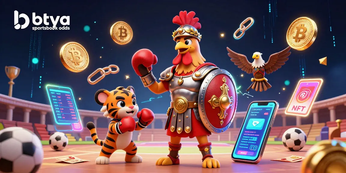 Betya sportsbook odds highlighted in a vibrant digital scene with a gladiator rooster and sports elements.