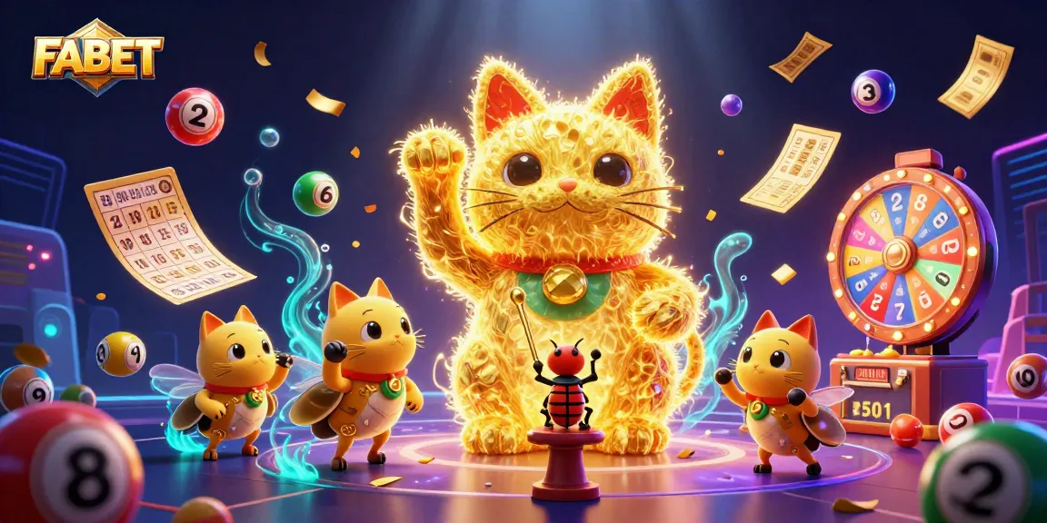 FABET offers vibrant gameplay with a colorful lottery scene animated by energetic fireflies.