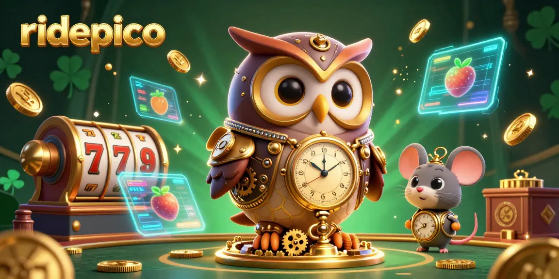 Engage with thrilling slots at ridepico showcasing a steampunk owl and dynamic jackpot elements.