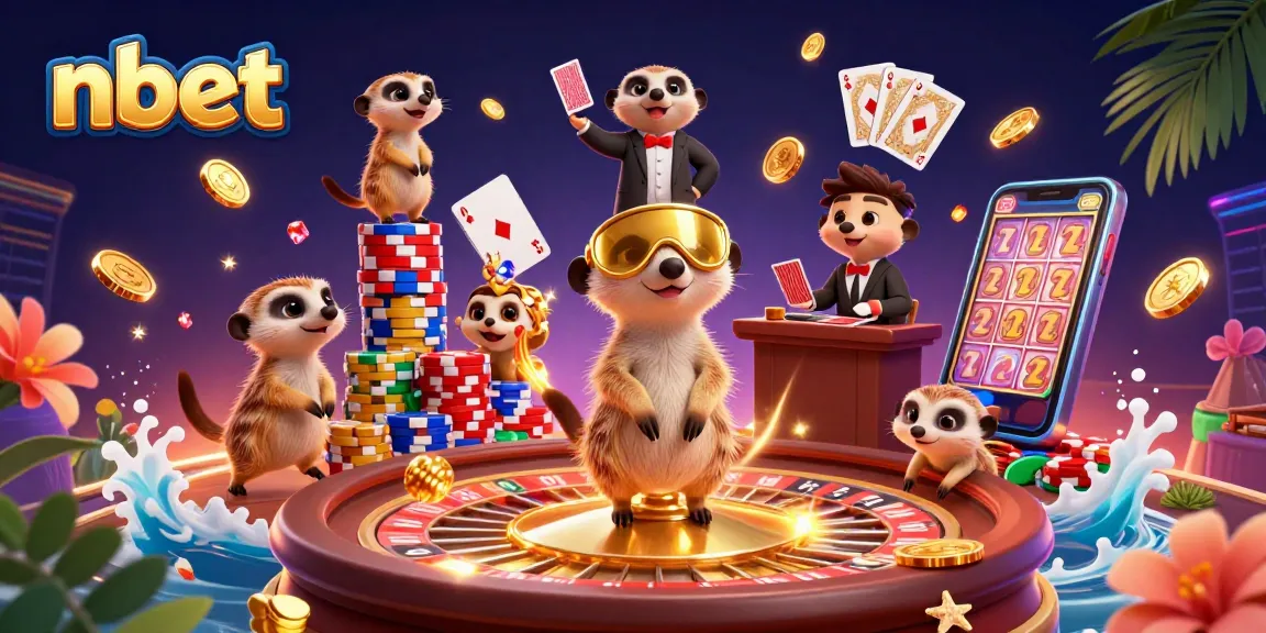 Experience the thrill of nbet with playful meerkats running an exciting casino scene.