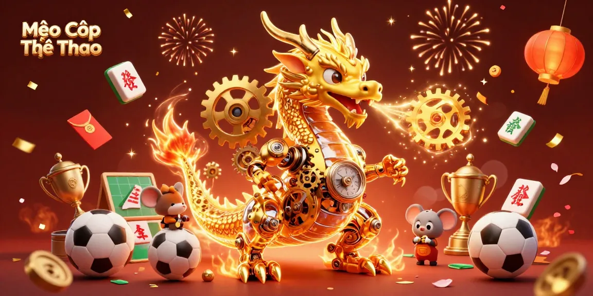 Mẹo Cược Thể Thao showcasing sports betting strategy with a golden dragon and energetic elements in a dynamic casino scene.