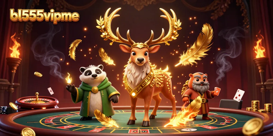 Engage in thrilling gameplay with bl555vipme, showcasing a majestic druid stag, wise badger, and premium casino elements.