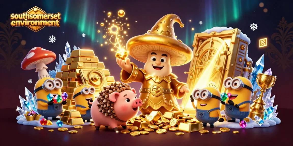 Players discover treasures at southsomersetenvironment's vibrant casino illustration featuring magical golden elements