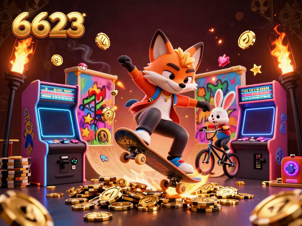 Experience thrilling gameplay at 6623 with vibrant 3D casino characters and dynamic elements.