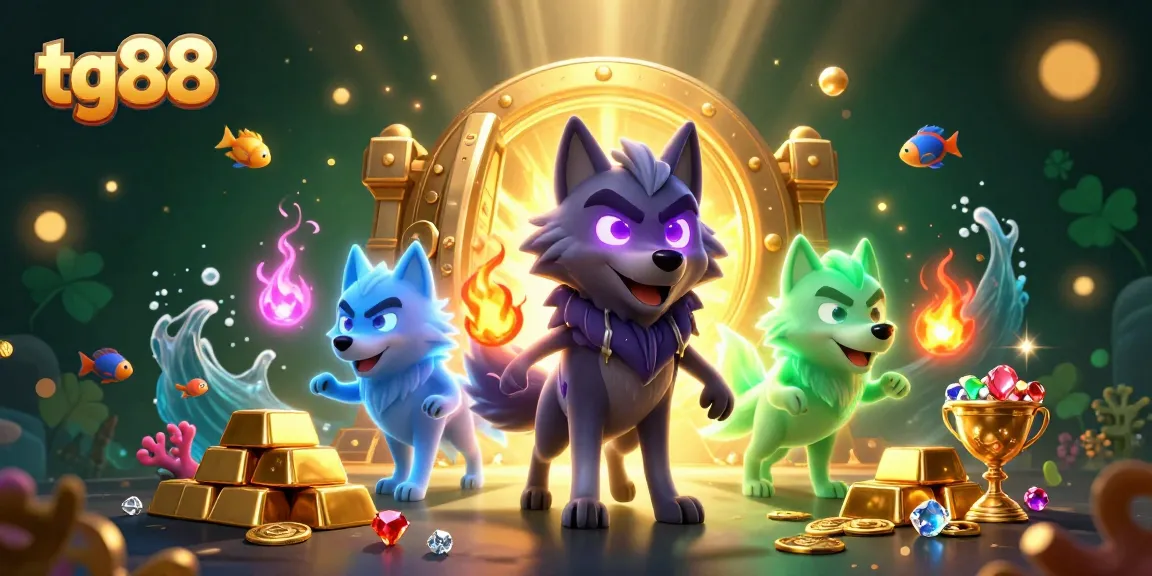 Experience exhilaration in tg88's casino world, where ghostly wolves guard treasures and fish abound.