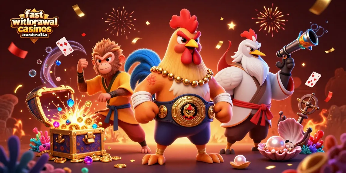 Experience fast withdrawal casinos Australia with vibrant casino elements and dynamic characters.
