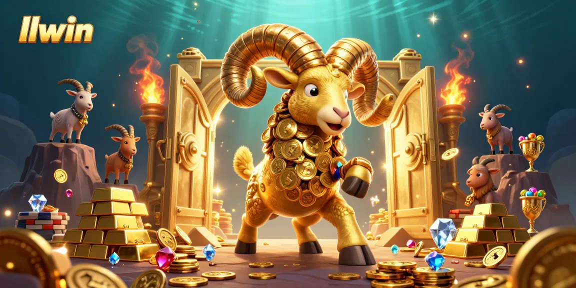 llwin showcases thrilling casino adventures with a golden ram charging through a treasure vault.
