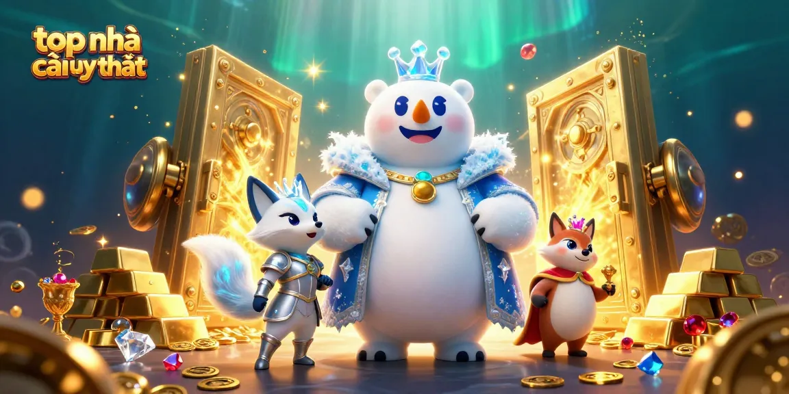 Engage in top nhà cái uy tín with the cartoon ice king and snow fox in a treasure-filled adventure.