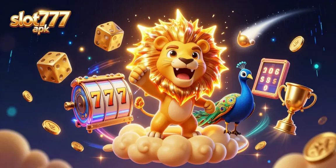 Experience excitement with slot777 apk in this vibrant, dynamic casino-themed illustration.