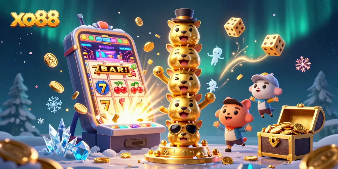 Experience the thrill of xo88 with a vibrant casino-themed 3D illustration showcasing rich graphics and dynamic elements.