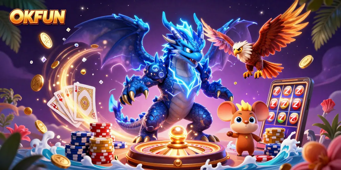 Experience thrilling fun with OKFUN's exciting casino atmosphere and dazzling gaming elements.