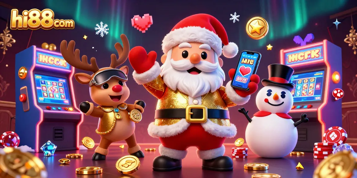 Experience vibrant gaming action with hi88com in this festive casino-themed illustration.