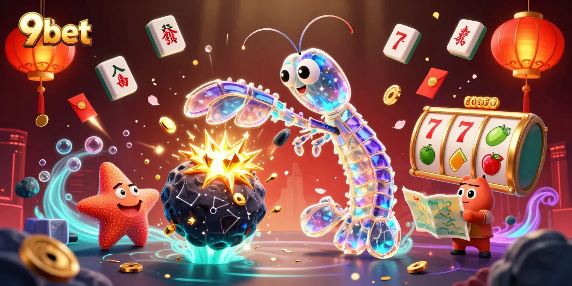 Engage with 9bet's thrilling casino magic featuring a lively shrimp in action.