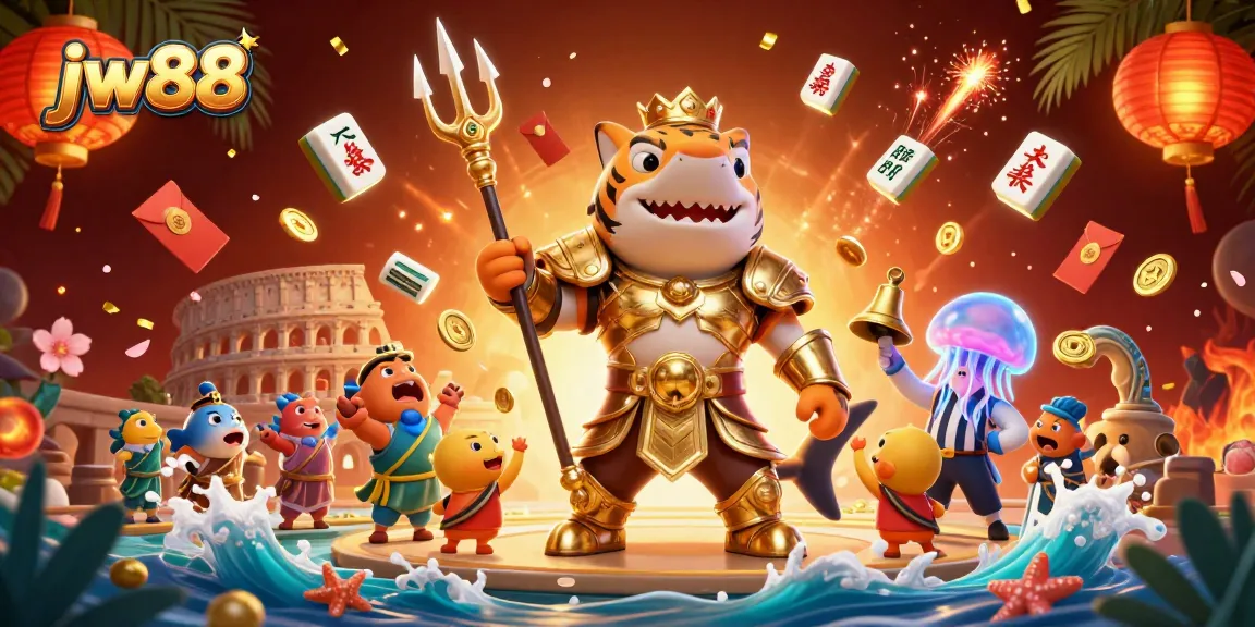 Win big at jw88 in this vibrant underwater casino scene featuring a gladiator shark!