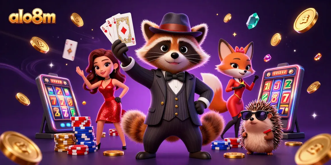 Experience the excitement of gambling at alo8m with 3D characters surrounded by dynamic casino elements.