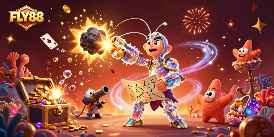 FLY88 showcases an explosive gaming adventure with gems and coins in a vibrant underwater scene.
