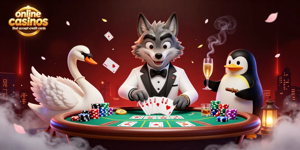 Experience vibrant action at online casinos that accept credit cards featuring a stylish animated casino scene.