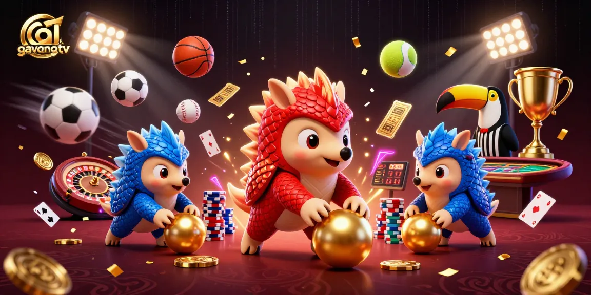 Experience immersive live casino action with the lively rivalry of gavangtv's pangolins amidst poker chips.