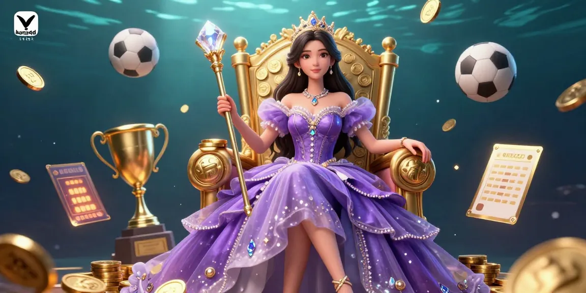 Engage with bang4d gaming excitement through a regal Asian princess surrounded by dynamic sports elements.