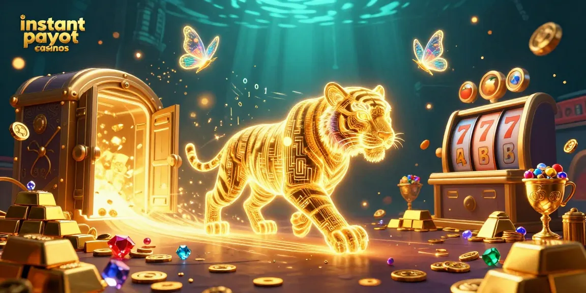 Experience the thrill of instant payout casinos with vibrant 3D illustration packed with casino elements.