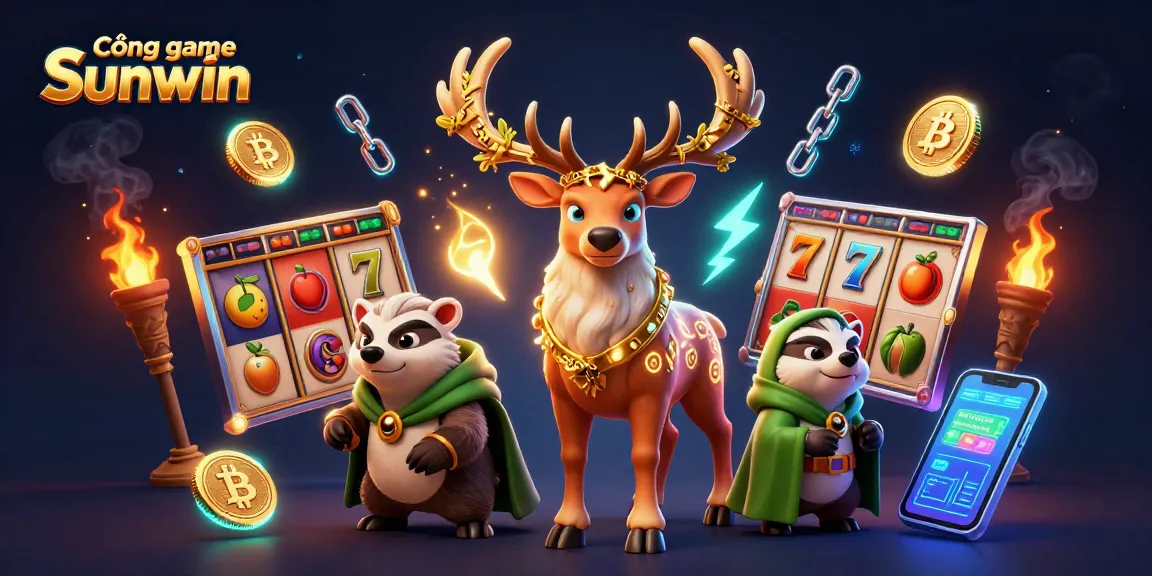 Cổng game Sunwin showcases an enchanting gambling scene with vibrant slot reels and golden visuals, creating excitement.